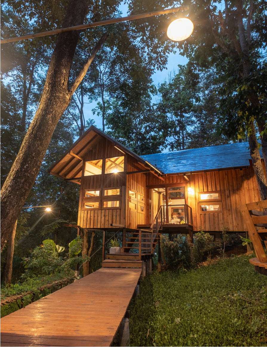 Architecture wooden house in rainforest